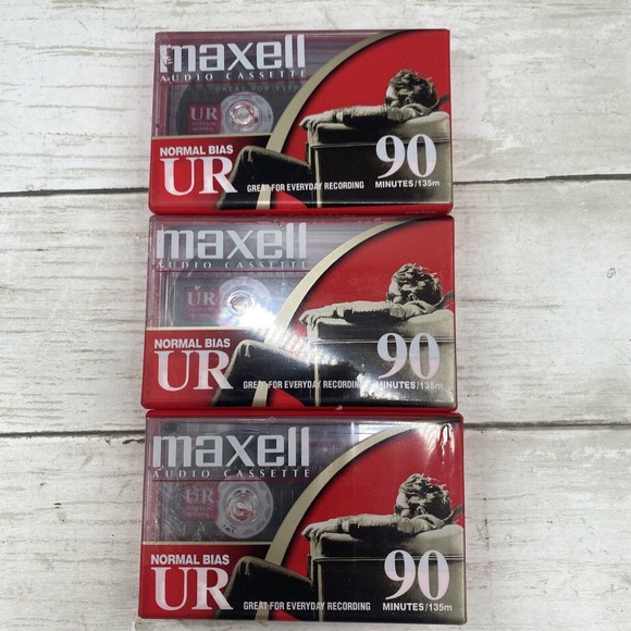 3 Factory Sealed New 90 Minutes Maxell UR Normal Bias Blank Audio Cassette Tape - Picture 1 of 7